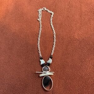 Elegant Silver and Black Pendant Necklace
